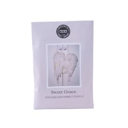 Lavender scented sachet package with a white angel wings design