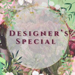 Decorative floral graphic with the words "Designer’s Special"
