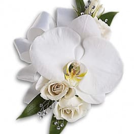 White Orchid And Rose Corsage