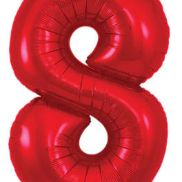 Red foil balloon shaped like the number 8