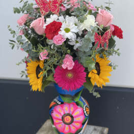 Mexican vase with colorful assorted
