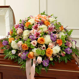 Cherished Memories Pastel Half Casket Cover