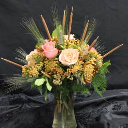Blush and Peach Fall Vase Arrangement