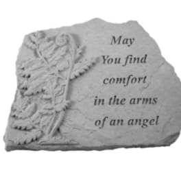 Memorial stone plaque with an angel and comfort message