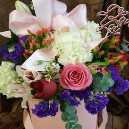 cardboard box with flowers