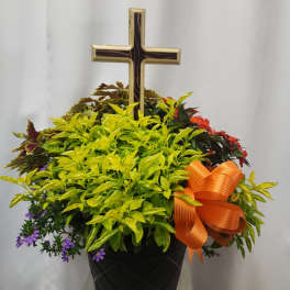 13” Seasonal Annual Planter – A Unique and Heartfelt Gift with 15in. Keepsake Wooden Cross