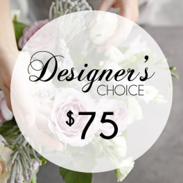 Designer’s choice bouquet with pale pink roses and white flowers