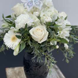 Black cantarito with white floral