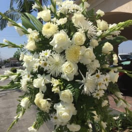 White Funeral Spray Arrangement
