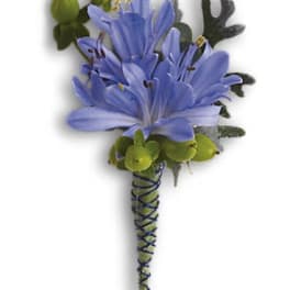 Bold and Blue Boutonniere