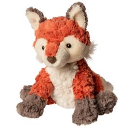 Plush fox stuffed animal with orange, white, and brown fur