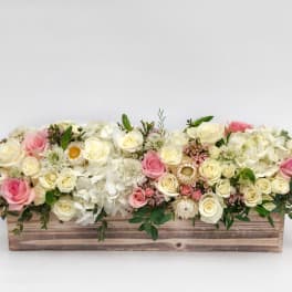 Pink and White long wood box