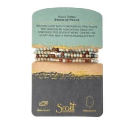 Beaded bracelet and necklace set on a display card
