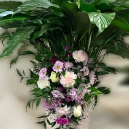 Lavender Peace Lily Tribute Bouquet