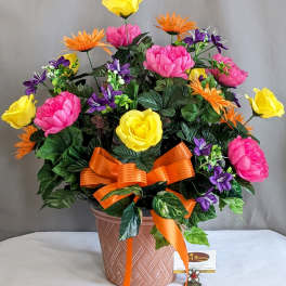 Memorial Planter Mixed Color - Artificial Arrangement