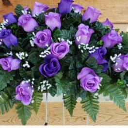 Purple and Lavendar Rose Headstone Saddle