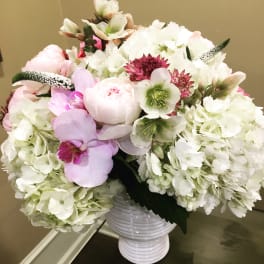 Pale pink and Cream collection: roses, orchids, hydrangeas and other specialty blooms