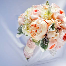 Peach Garden Rose and Peonies Bridal Bouquet