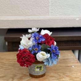 Artificial Red, White, and Blue Bouquet