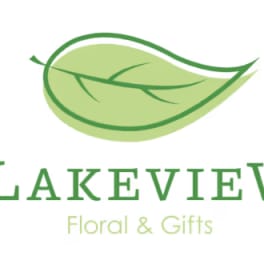 Lakeview Floral & Gifts logo with a green leaf graphic