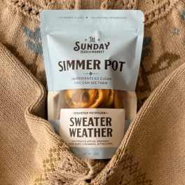 Package of stovetop potpourri labeled Sweater Weather