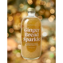 Bottle of gingerbread sparkle cocktail mixer with glitter