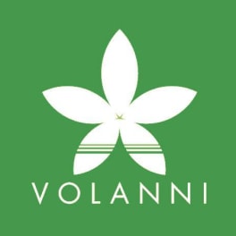 White floral logo on a green background with the word VOLANNI