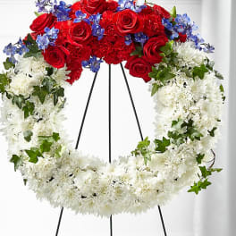 Red white and blue wreath