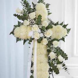 White Cross with White Rose Cluster