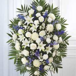 White with Blue Standing Spray