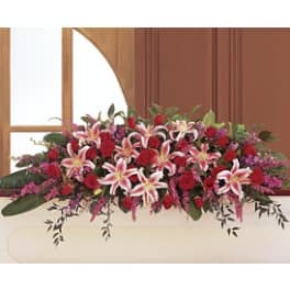 Amethyst and Ruby Casket Spray [TF205-1]