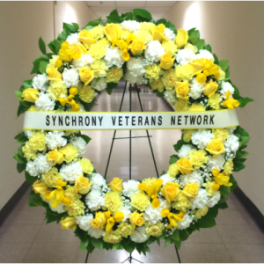 36 INCH CUSTOM PREMIUM WREATH WITH ROSES AND HORIZONTAL BANNER [TT-ANC59]