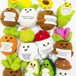 Emotional Support Crochet Keychain with Inspire Quotes