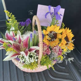 Golden Hour Garden Basket - A Custom Design by Wonderland Flowers