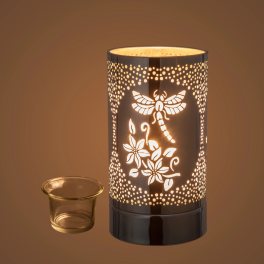Decorative candle warmer with a small glass dish