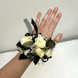 Black & White Mixed Wrist Corsage