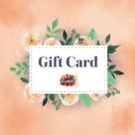 Gift card graphic with floral accents on a peach background