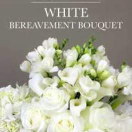 White bouquet with roses and calla lilies
