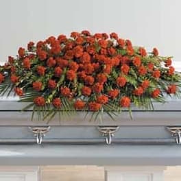 Red Monochromatic Casket Spray