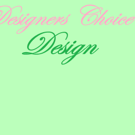 Pink script text reading "Designers Choice" on a light green background