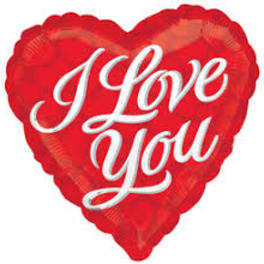 Red heart-shaped balloon with the words I Love You