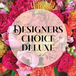 Mixed bouquet of pink, orange, and peach roses with text overlay