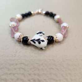 Black and White Lampwork Heart
