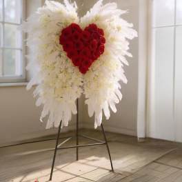 Wings of Love Sympathy Spray- Red Heart