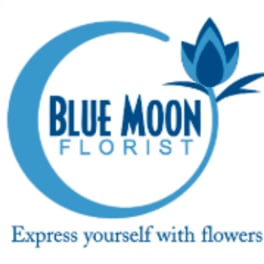 Blue Moon Florist logo with a stylized blue flower and crescent moon