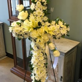 All white standing cross