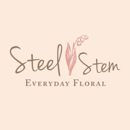 Steel Stem Everyday Floral logo on a pale pink background
