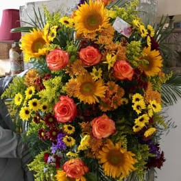 Autumn Harvest Standing Spray Tribute by Petals