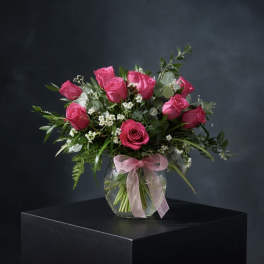 Blushing Elegance-Twelve Pink Roses