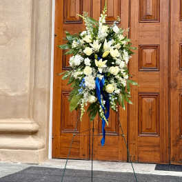 White and Blue Standing Spray